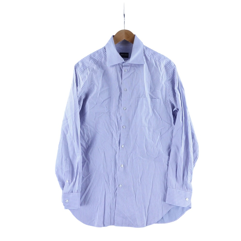 Giorgio Armani Mens Size 16 Striped Dress Shirt White Made in Italy